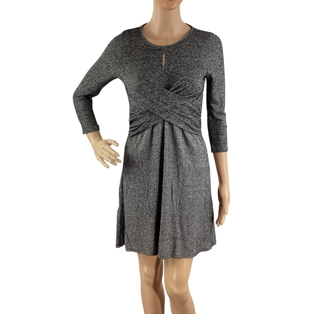 Anthropologie Elegant Gray Long Sleeve Dress